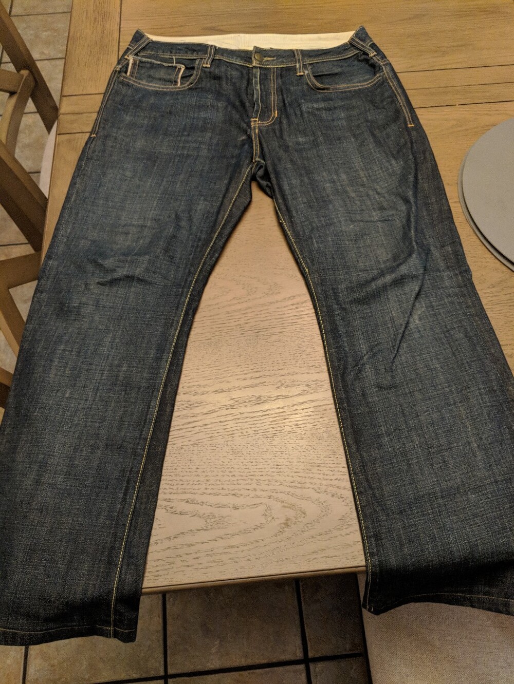 Buffalo Dark Wash Straight Leg Jeans with Contrast Stitching 36